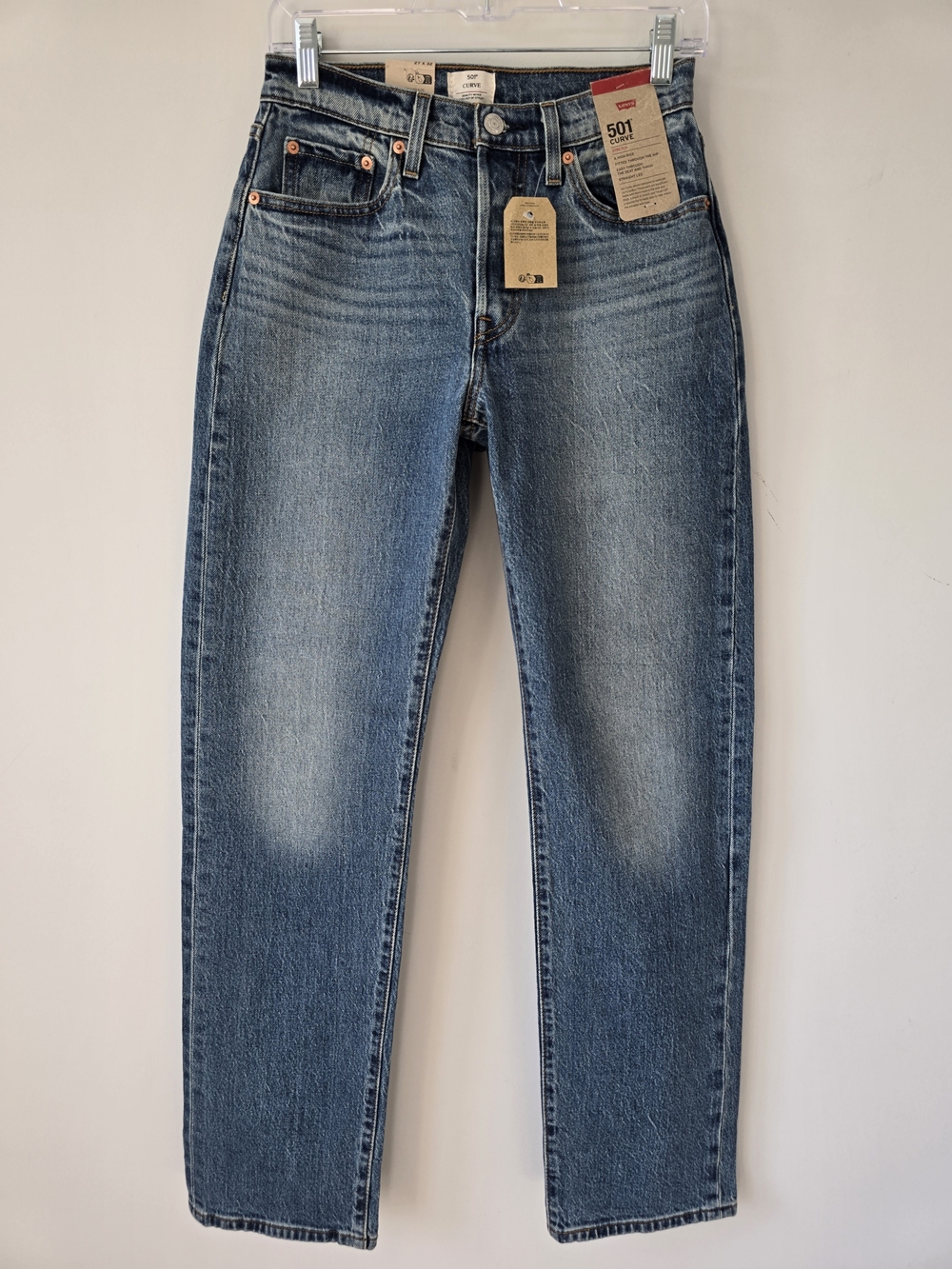 Levi's 501 Curve High Rise Stretch Jeans 27 Medium Wash NWT